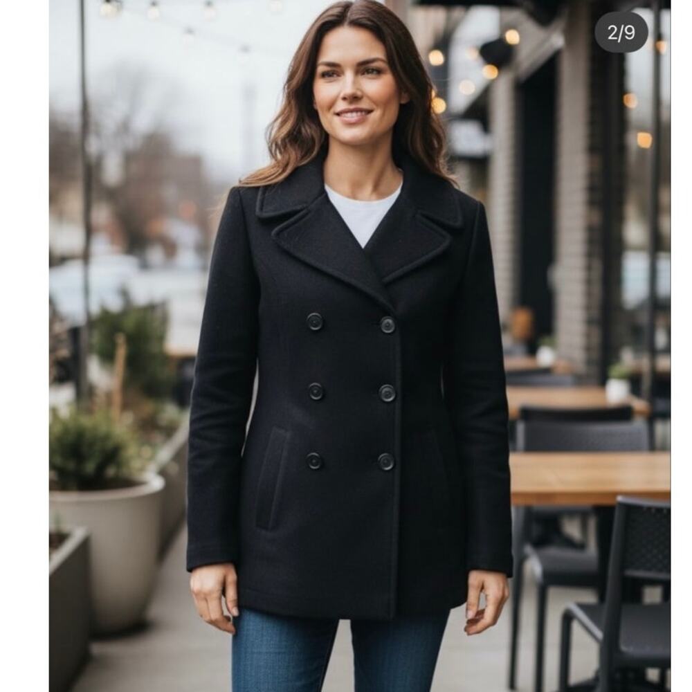 James Perse Womens 3 Large Double Breasted Standard Peacoat Jacket Closet Staple